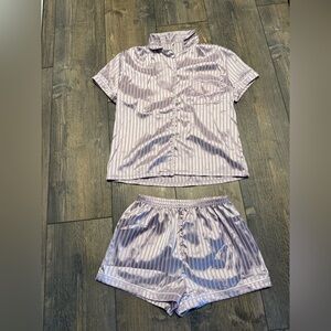 SHEIN Light Purple Striped Pajama Set